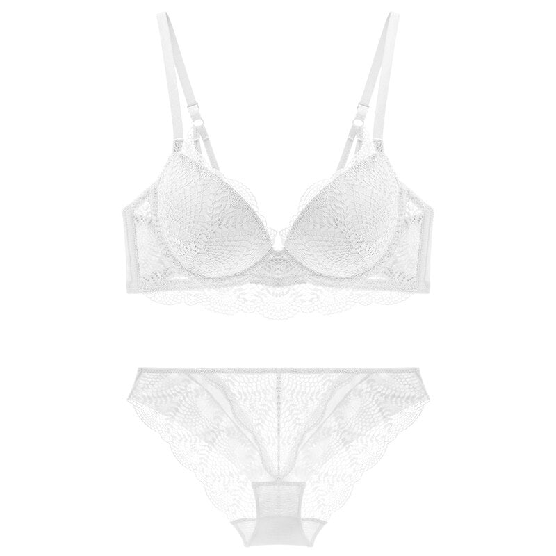 TERMEZY New Women underwear Set Lace Sexy Push-up Bra And Panty Sets Comfortable Brassiere Adjustable Straps Gathered Lingerie