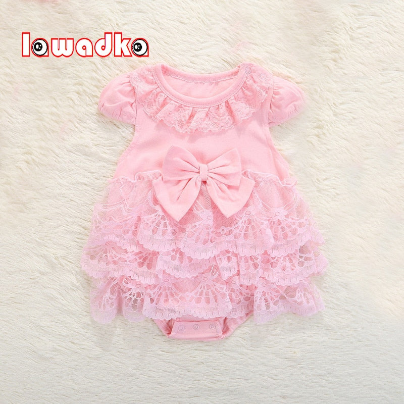 Lawadka Summer Style Lace Cotton Baby Rompers Bowknot Newborn Infant Clothing Toddler Baby Girls Jumpsuits