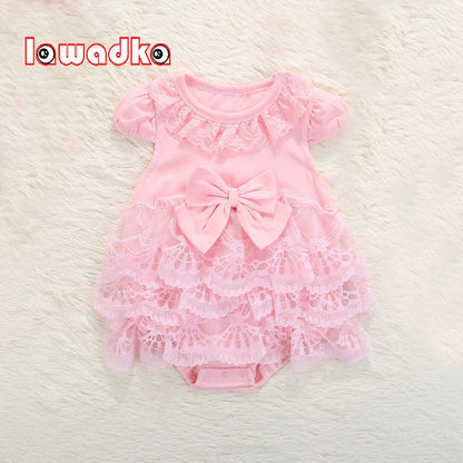 Lawadka Summer Style Lace Cotton Baby Rompers Bowknot Newborn Infant Clothing Toddler Baby Girls Jumpsuits