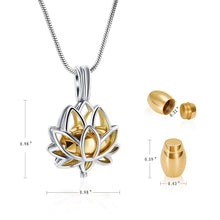 Charger l&#39;image dans la galerie, Stainless Steel Lotus Flower Keepsake Pendant For Women Mini Cremation Urn Jewelry Memorial Jewelry Ashes Locket 2 Colors
