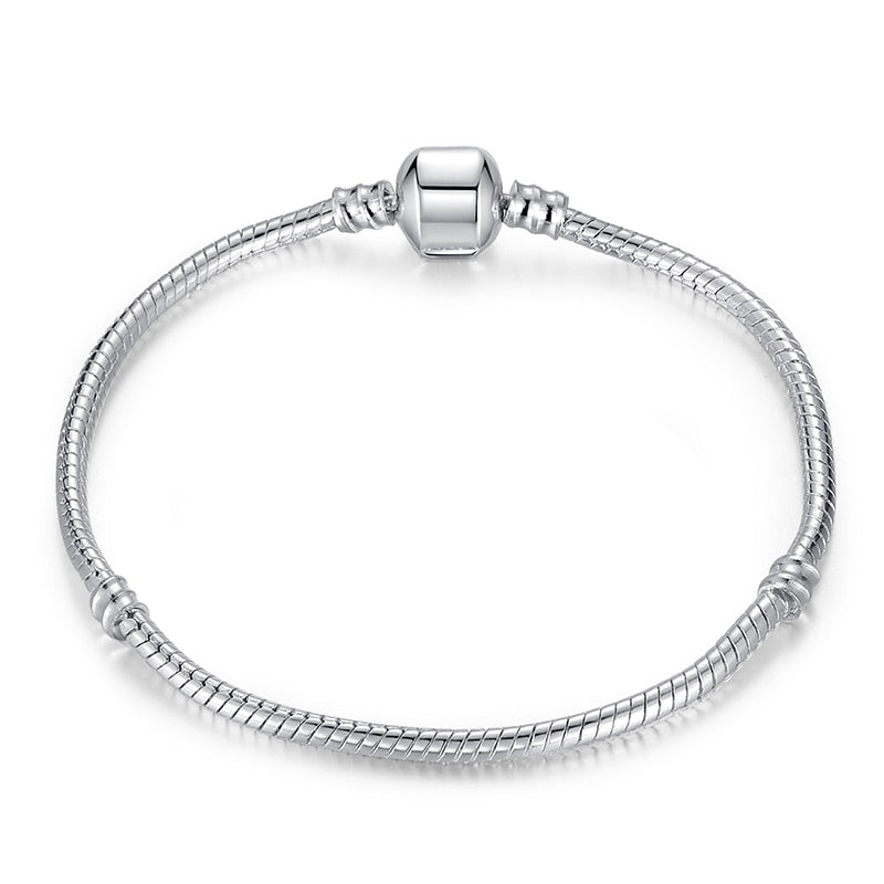 BAMOER 5 Style Silver Color LOVE Snake Chain Bracelet & Bangle 16CM-21CM Pulseras Lobster PA1104