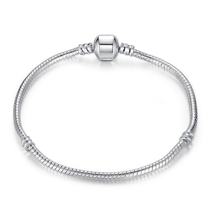 BAMOER 5 Style Silver Color LOVE Snake Chain Bracelet & Bangle 16CM-21CM Pulseras Lobster PA1104