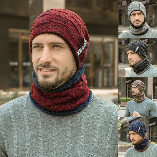 Winter Men Knitted Hat Headgear Bib suit Caps Plus Velvet Thick Wool Hat Autumn And Winter Knit Hat czapka zimowa sombrero mujer