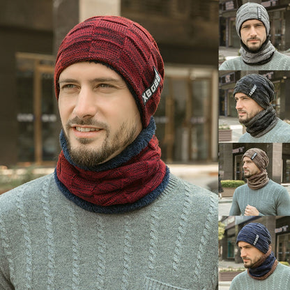 Winter Men Knitted Hat Headgear Bib suit Caps Plus Velvet Thick Wool Hat Autumn And Winter Knit Hat czapka zimowa sombrero mujer