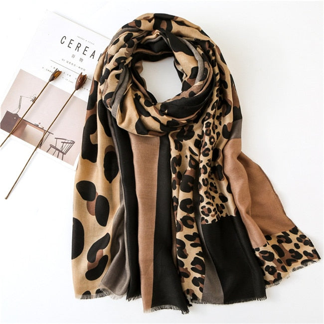 Fashion Design Sexy Leopard Dot Tassel Viscose Shawl Scarf High Quality Neckerchief Autumn Winter Foulards Muslim Hijab Sjaal
