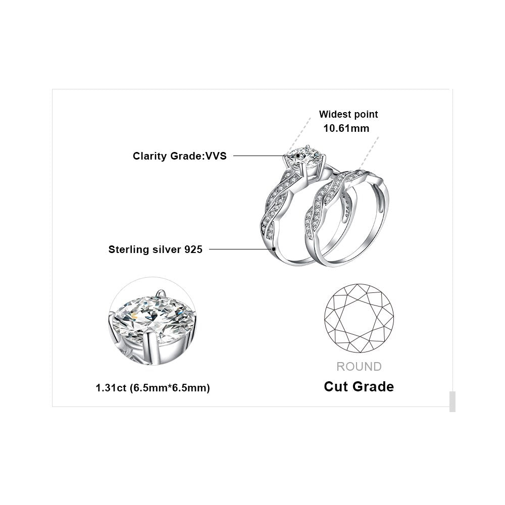 JPalace Infinity Engagement Ring Set 925 Sterling Silver Rings for Women Anniversary Wedding Rings Bridal Set Silver 925 Jewelry