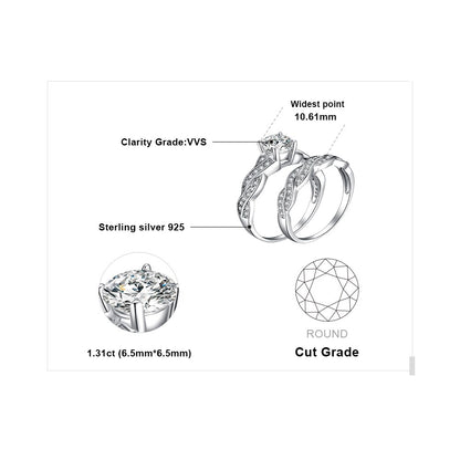 JPalace Infinity Engagement Ring Set 925 Sterling Silver Rings for Women Anniversary Wedding Rings Bridal Set Silver 925 Jewelry