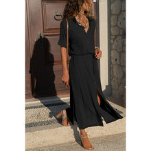 Cargar imagen en el visor de la galería, New Hot Fashion Button Long Dress Elegant Women Dresses Casual Work Dress Plus Size Pocket Slim Black Dresses Women Long Sleeves
