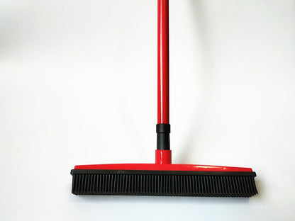 Long Push Rubber Broom Bristles Sweeper Squeegee Scratch Free Bristle Broom for Pet Cat Dog Hair Carpet Hardwood Windows Clean