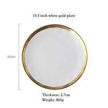 Load image into Gallery viewer, Ceramic Beef Platter Household Breakfast Plate Simple And Creative European Vegetables Platter With Gold Edge Tableware
