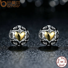 將圖片載入圖庫檢視器 BAMOER Brincos 925 Sterling Silver My One True Love Stud Earrings for Women Openwork Heart Earrings Fine Jewelry PAS443
