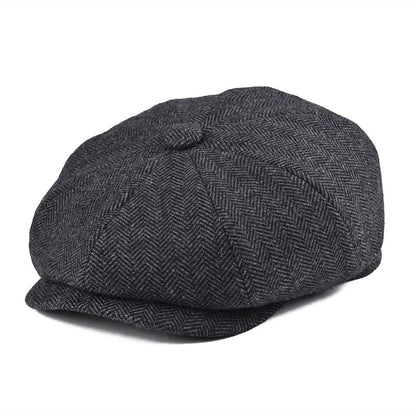 BOTVELA Wool Tweed Newsboy Cap Herringbone Men Women Gatsby Retro Hat Driver Flat Cap Black Brown Green Navy Blue 005