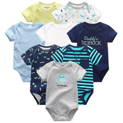Baby Clothes 8Pcs/lots Unisex Newborn Boy&Girl Rompers roupas de bebes Cotton Baby Toddler Jumpsuits Short Sleeve Baby Clothing