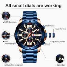 Cargar imagen en el visor de la galería, CURREN Men Watch Top Brand Stainless Steel Mens Watches Chronograph Quartz Watch Men Sports Clock Relogio Masculino Reloj Hombr
