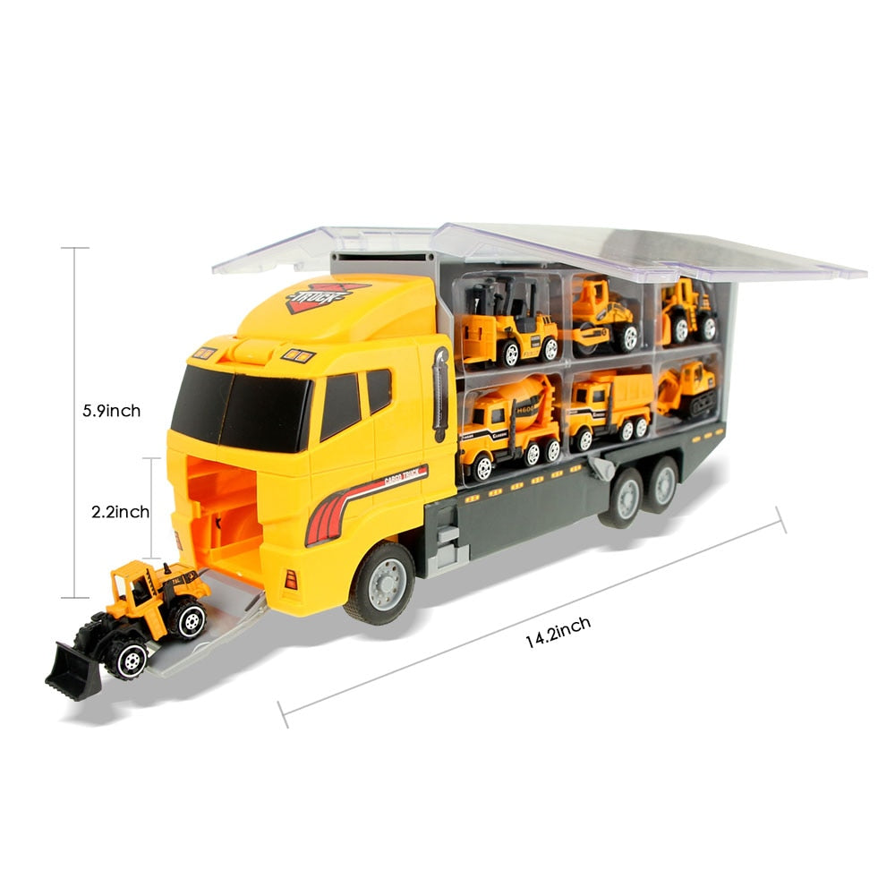 Mini Car & Storage Truck Alloy Diecast Car Engineering Excavator Toys Vehicles Truck Car Model Gift For Kids Boys 11 Pieces