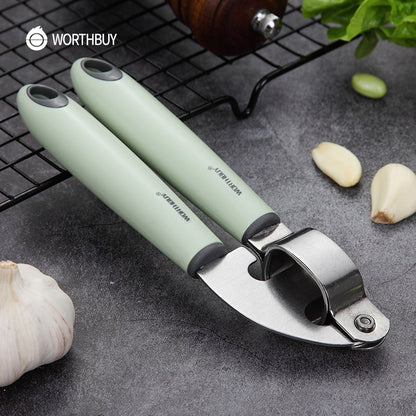 WORTHBUY Stainless Steel Garlic Press Ginger Chopper Kitchen Vegetable Tools Garlic Grinder Crusher With Plastic Handle