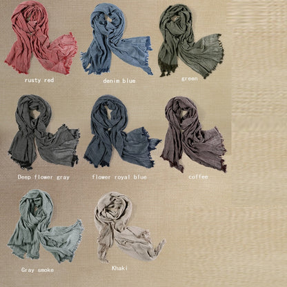 Fashion Classic Retro Scarf Cotton linen lady Men Autumn Multifunctional Soft warm long scarf Multicolor Tassel scarves 72*196cm