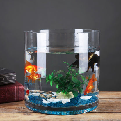 Glass Fish Tank L Creative Thickening Straight Cylindrical Living Room Office Goldfish Tank Transparent Turtle Tank Hydroponics