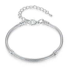 Cargar imagen en el visor de la galería, BAMOER 5 Style Silver Color LOVE Snake Chain Bracelet &amp; Bangle 16CM-21CM Pulseras Lobster PA1104
