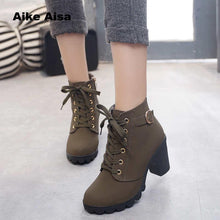 Load image into Gallery viewer, Plus Size 35-43 Winter Casual Women Pumps Warm Ankle Boots Waterproof High Heels Snow 2020 Shoes Botas Patent Botas Muje
