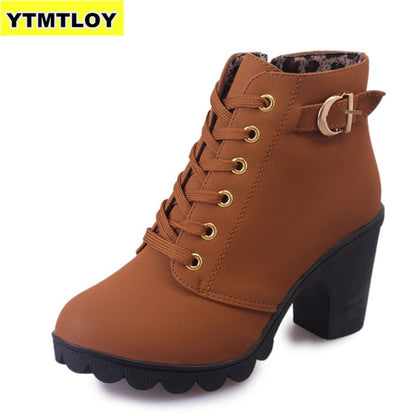 Plus Size 35-43 Winter Casual Women Pumps Warm Ankle Boots Waterproof High Heels Snow 2020 Shoes Botas Patent Botas Muje