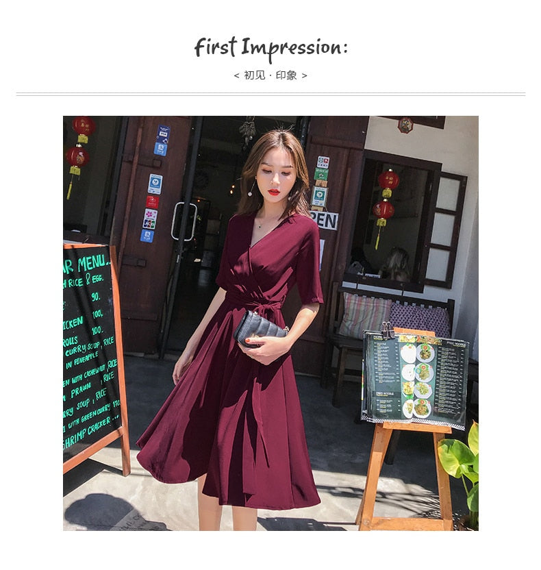 Bohemian Sexy Halter Strap Dark Red Dress