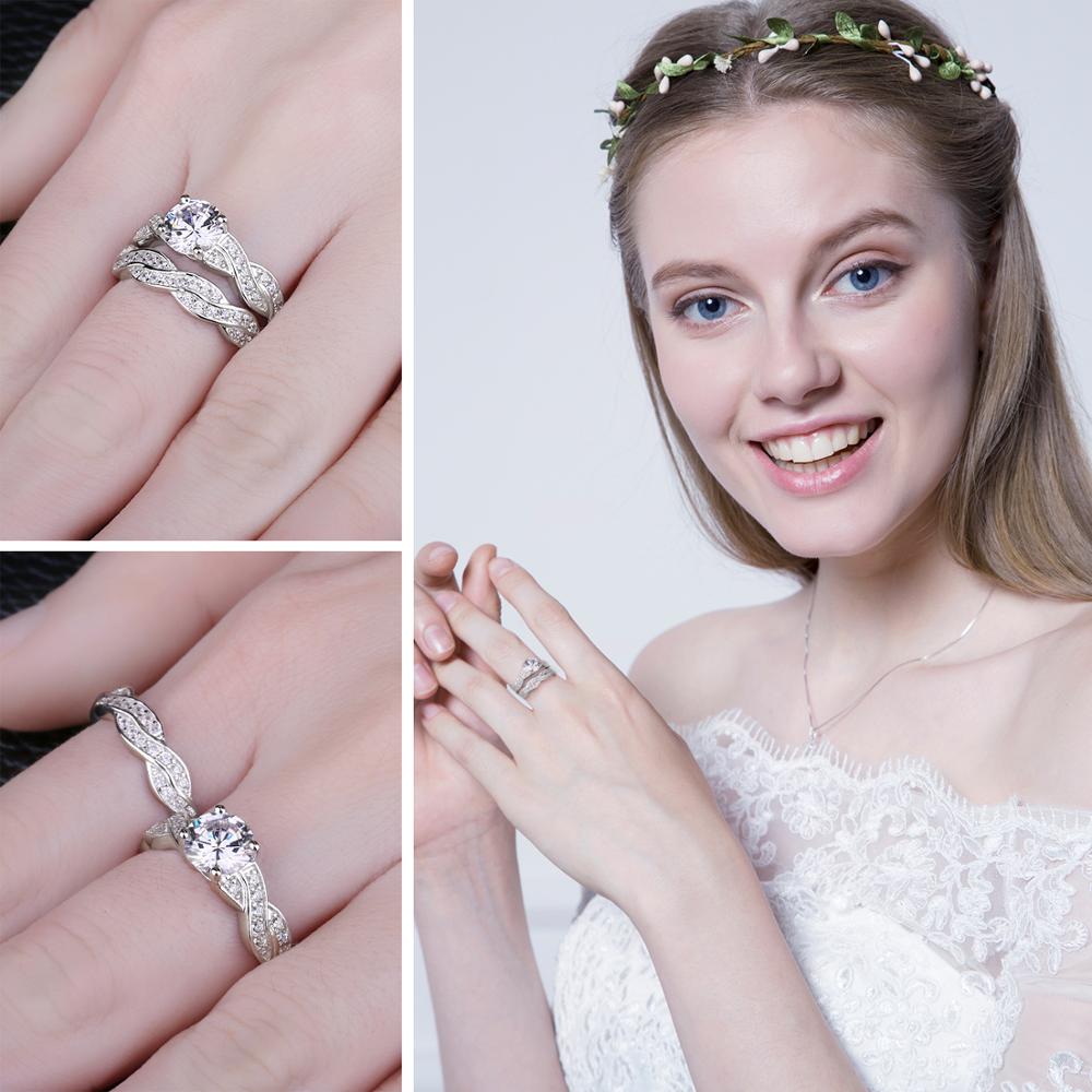 JPalace Infinity Engagement Ring Set 925 Sterling Silver Rings for Women Anniversary Wedding Rings Bridal Set Silver 925 Jewelry