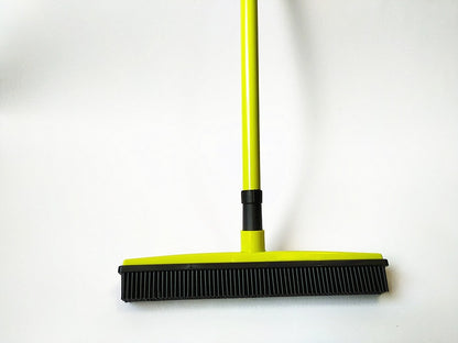 Long Push Rubber Broom Bristles Sweeper Squeegee Scratch Free Bristle Broom for Pet Cat Dog Hair Carpet Hardwood Windows Clean