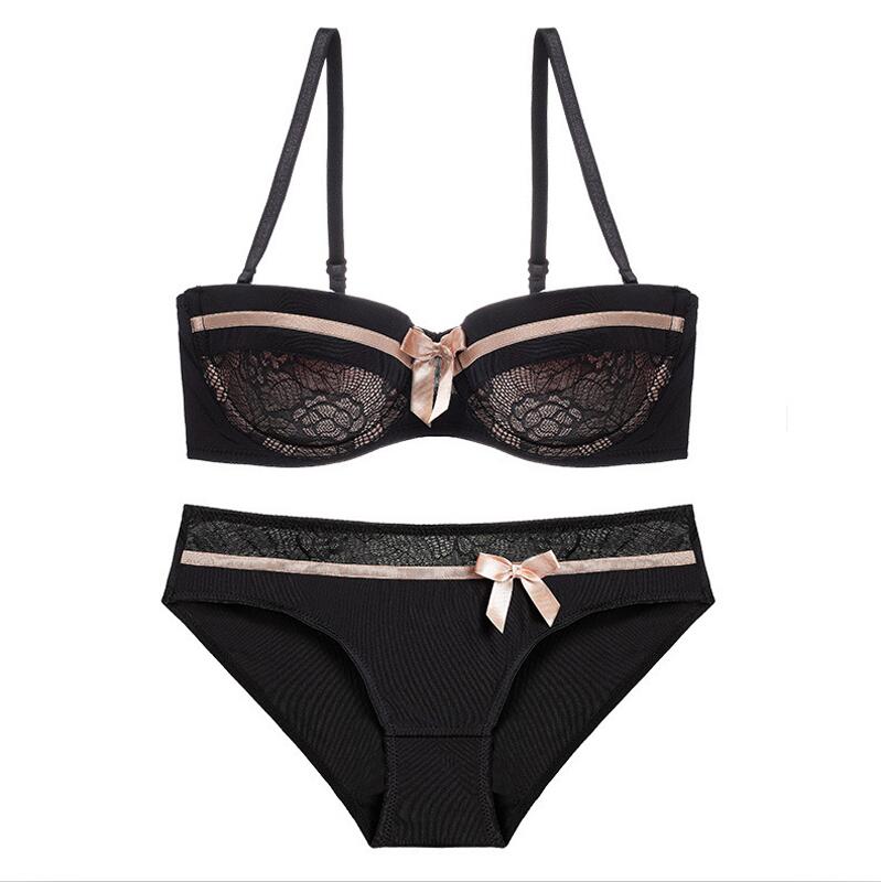 CINOON 2019 NEW Lace Bow Lingerie Set 1/2 Cup Sexy Intimates Push Up Bra Set Underwear Floral Embroidery Lace Women Bra Panty