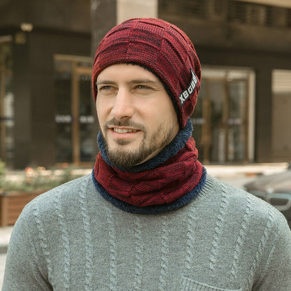 Winter Men Knitted Hat Headgear Bib suit Caps Plus Velvet Thick Wool Hat Autumn And Winter Knit Hat czapka zimowa sombrero mujer