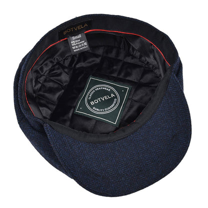 BOTVELA Wool Tweed Newsboy Cap Herringbone Men Women Gatsby Retro Hat Driver Flat Cap Black Brown Green Navy Blue 005