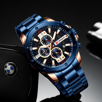 CURREN Men Watch Top Brand Stainless Steel Mens Watches Chronograph Quartz Watch Men Sports Clock Relogio Masculino Reloj Hombr