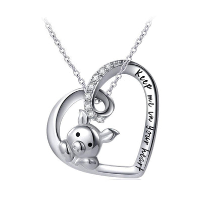sterling silver cute zodiac pig pendant jewelry student Korean version of the wild couple gift jewellery necklace