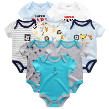 將圖片載入圖庫檢視器 Baby Clothes 8Pcs/lots Unisex Newborn Boy&amp;Girl Rompers roupas de bebes Cotton Baby Toddler Jumpsuits Short Sleeve Baby Clothing
