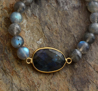 High End Women Bracelets Labradorite Stretch Bracelets Natural Stone Charm Elastic Statement Bracelet Jewelry Wholesale