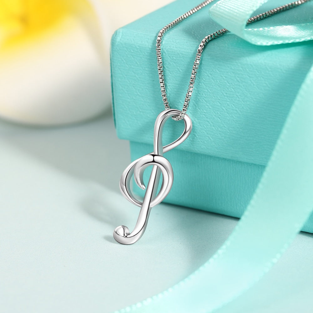 925 Sterling Silver Musical Note Necklaces & Pendants Elegant Pendant Necklace Women Gifts for Girlfriend (JewelOra NE100355)