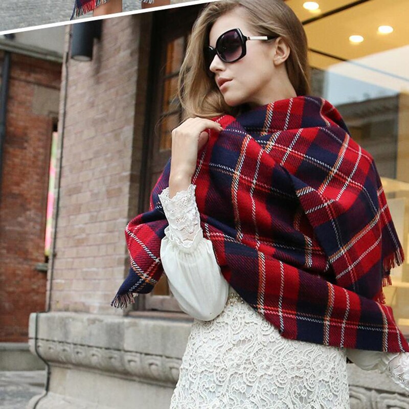 [FEILEDIS] Women's Cashmere Scarves Long Wraps Scarf Autumn Scarf England Classic Plaid Scarve
