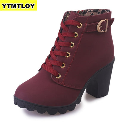 Plus Size 35-43 Winter Casual Women Pumps Warm Ankle Boots Waterproof High Heels Snow 2020 Shoes Botas Patent Botas Muje