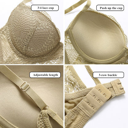 TERMEZY New Women underwear Set Lace Sexy Push-up Bra And Panty Sets Comfortable Brassiere Adjustable Straps Gathered Lingerie