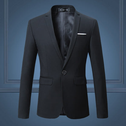 Black Classy Men's Blazer Jacket One Button Slim Wedding Suit Men Solid M-3XL Mens Casual Blazers White Customizable Big Size