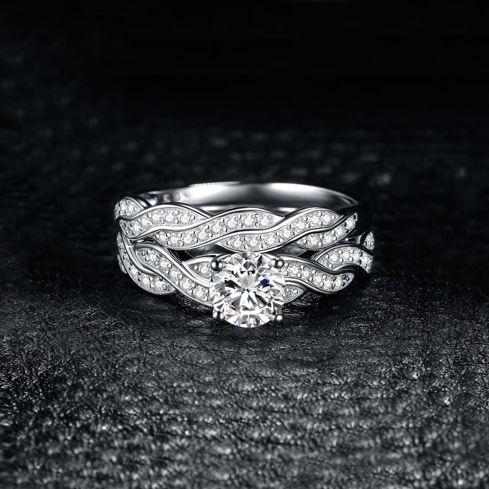 JPalace Infinity Engagement Ring Set 925 Sterling Silver Rings for Women Anniversary Wedding Rings Bridal Set Silver 925 Jewelry
