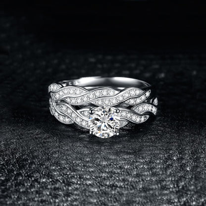 JPalace Infinity Engagement Ring Set 925 Sterling Silver Rings for Women Anniversary Wedding Rings Bridal Set Silver 925 Jewelry