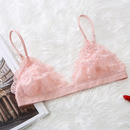 New Sexy Floral Lace Bra Thin Wire Free Bralette Comfortable Adjusted Underwear Women Lace Bra Brassiere Girl Small Cup Lingerie