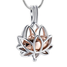 Charger l&#39;image dans la galerie, Stainless Steel Lotus Flower Keepsake Pendant For Women Mini Cremation Urn Jewelry Memorial Jewelry Ashes Locket 2 Colors
