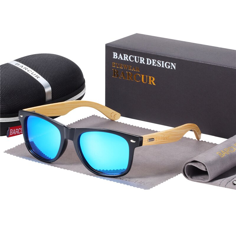 BARCUR Polarized Bamboo Sunglasses Men Wooden Sun Glasses Women Brand Original Wood Glasses Oculos De Sol Masculino