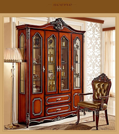 Antique European Cabinet. Storage Cabinet. Glasses. Plates. Cups.  pfy4005