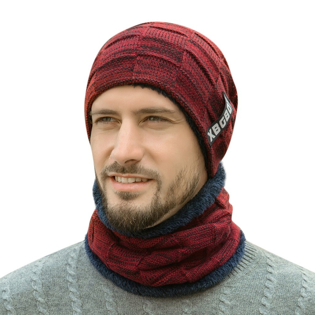 Winter Men Knitted Hat Headgear Bib suit Caps Plus Velvet Thick Wool Hat Autumn And Winter Knit Hat czapka zimowa sombrero mujer