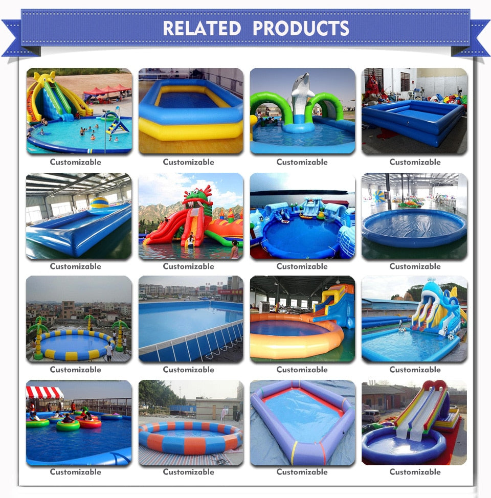 Giant Inflatable Swimming Pool Amusement Park Playground. Slides
