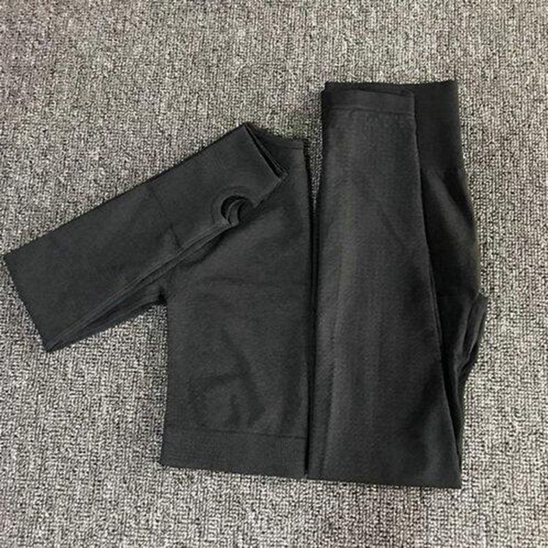 Women Seamless yoga set Fitness Sports Suits GYM Cloth Yoga Long Sleeve Shirts High Waist Running Leggings Workout Pants Shirts