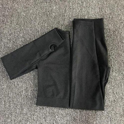 Women Seamless yoga set Fitness Sports Suits GYM Cloth Yoga Long Sleeve Shirts High Waist Running Leggings Workout Pants Shirts